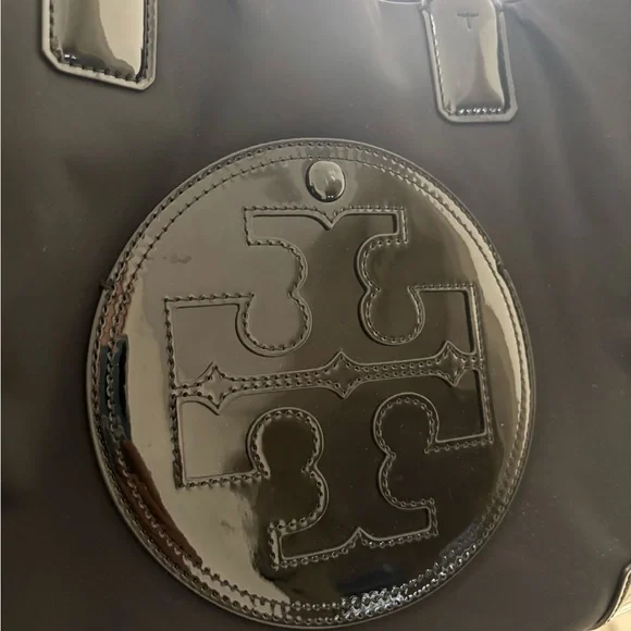 Tory Burch Ella Patent Nylon Tote - Black/Navy - Picture 3 of 6